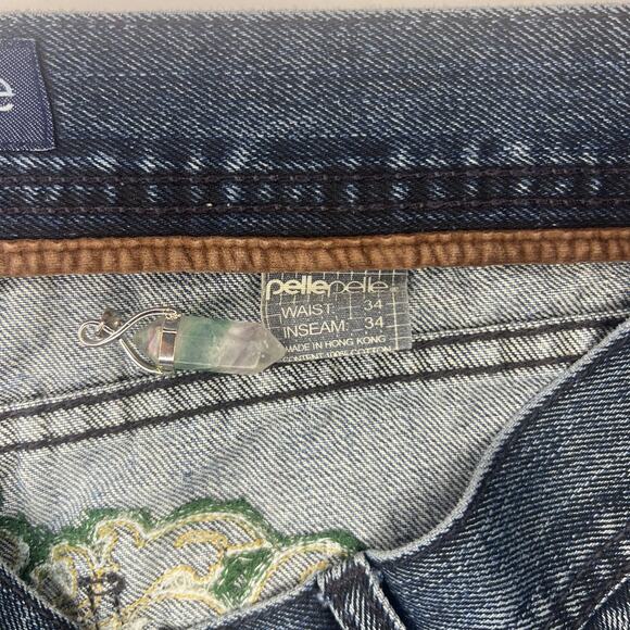 Pelle Pelle Embellished Embroidered Baggy Wide Leg Denim Jeans - Picture 7 of 7